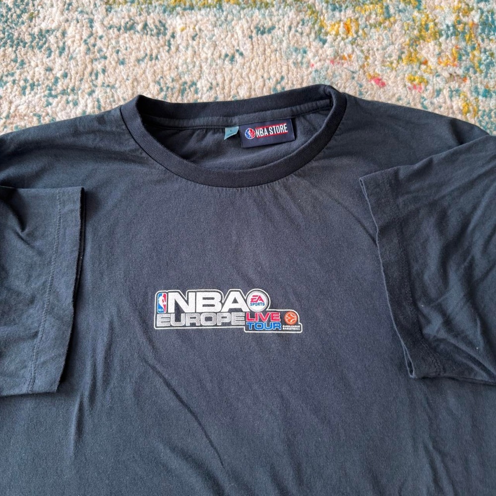 Vintage NBA Europe Live Tour Graphic T-Shirt Men L Black EA Sports Basketball